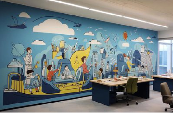 峡江办公室墙绘的特点。